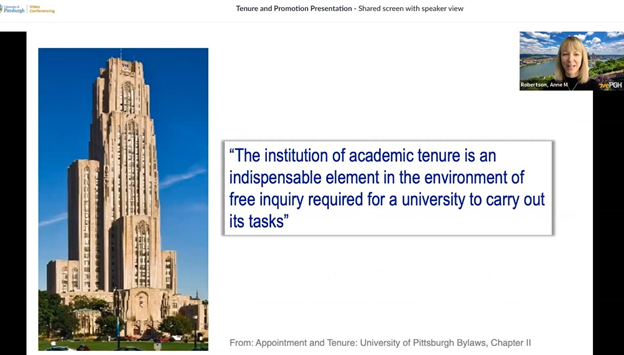 Power point screen shot for tenure and promotion