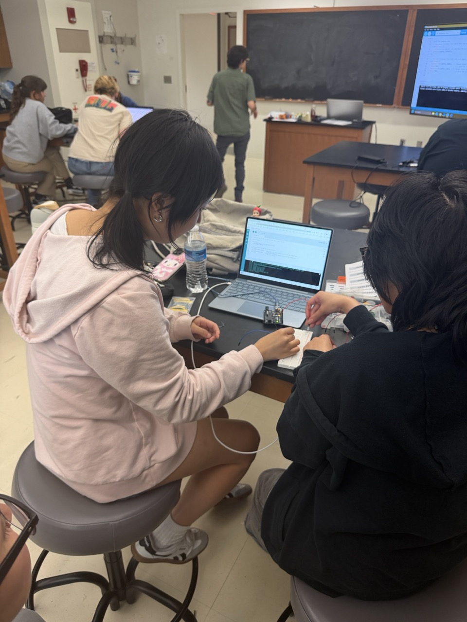 Students working on a space computing project