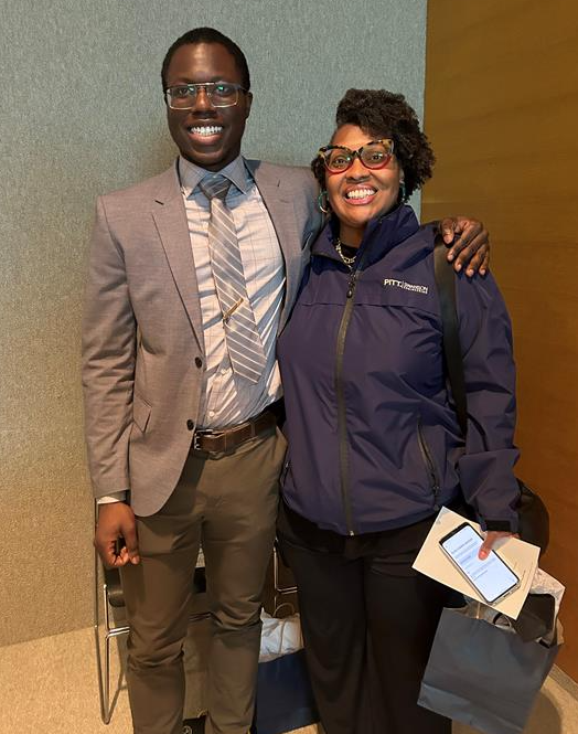 Mychal Amoafo and Yvette Moore, Director of Pitt&rsquo;s EXCEL and Equity and Inclusion for Undergraduate Strategic Initiatives
