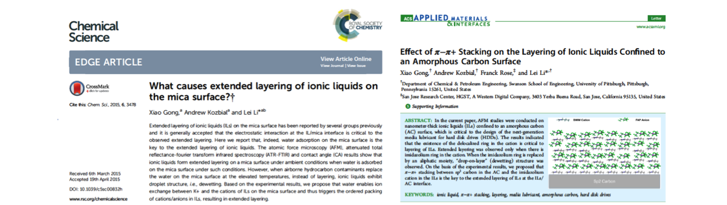 Screenshot of Chemical Science and Applied Materials papers