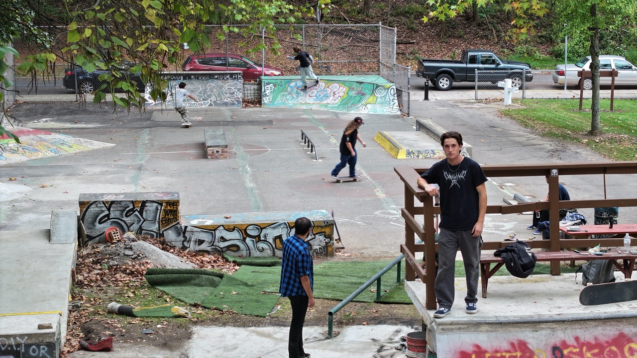 Oakland DIY skatepark with AJ Haddon standing in the right foreground (photo credit: Tom Altany)