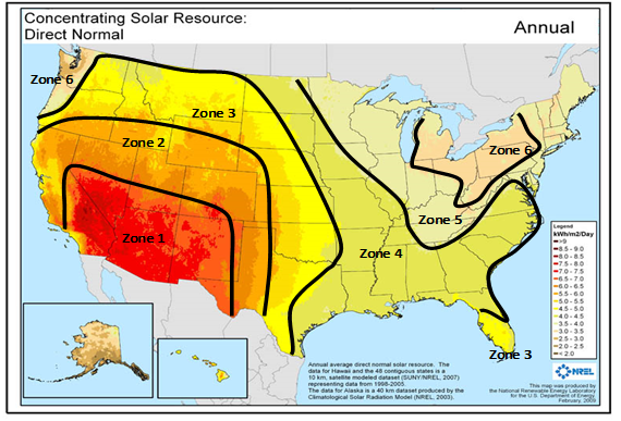 solar zone map of USA