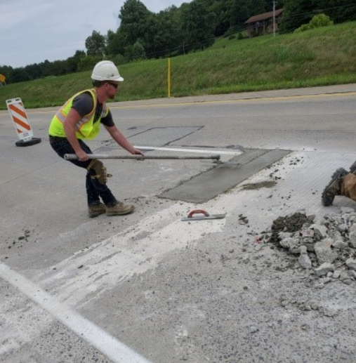 concrete repair in progress