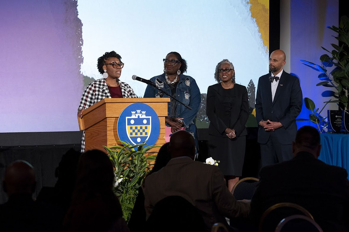 Yvette Moore wins the "Inspiring Leadership" award.