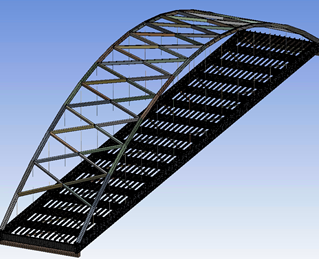 View of a steel bridge from below it