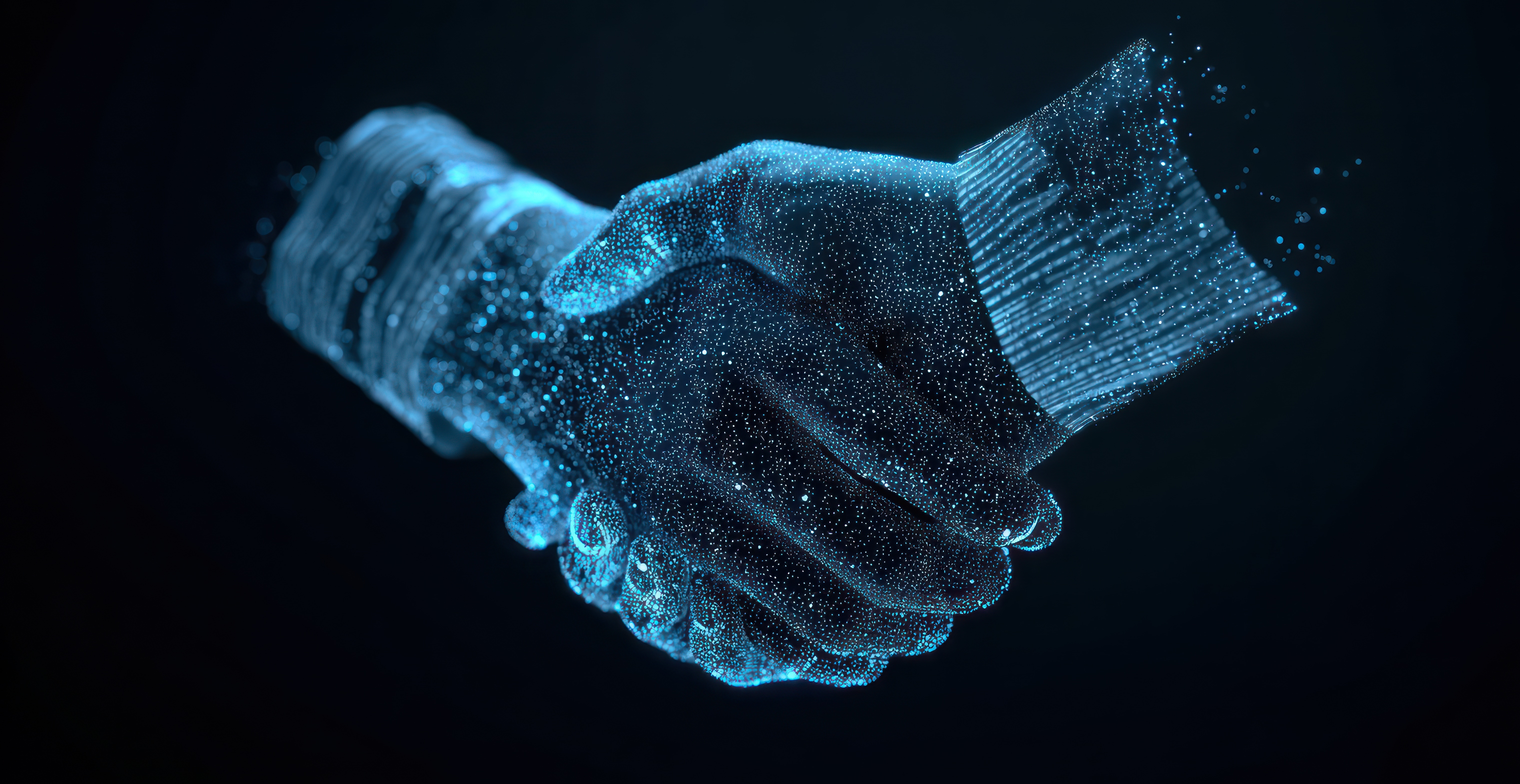 Digital outline of two hands shaking