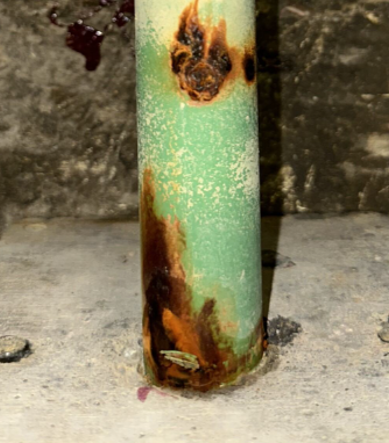 a rusted dowel