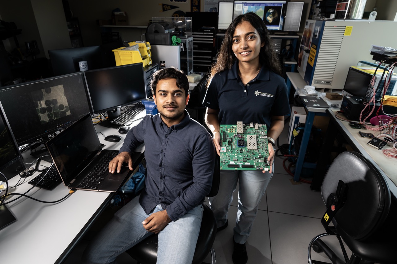 Nischal Kharel and Dikchhya Kharel in SHREC lab
