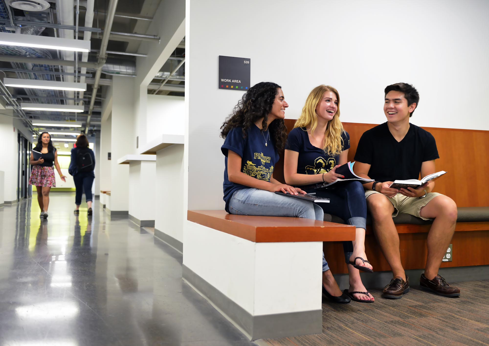Students inside of Benedum Hall