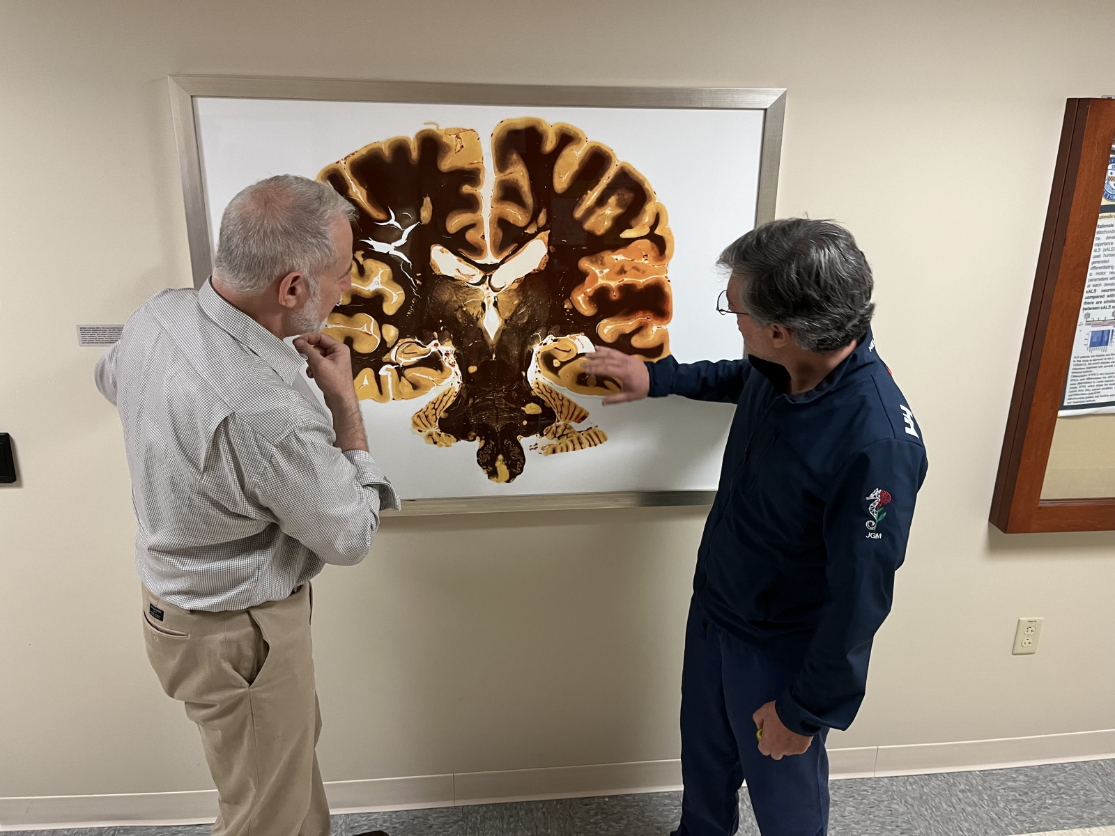 Batista & González-Martínez look at an image of a brain together - Batista & González-Martínez look at an image of a brain together