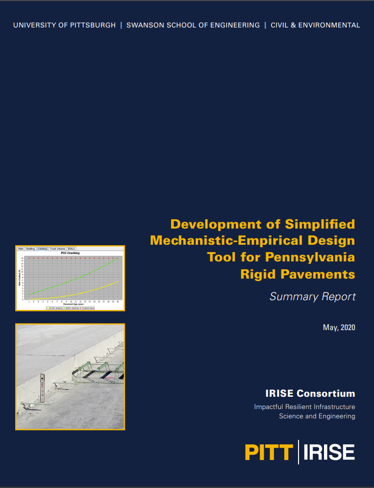 IRISE report cover on Pennsylvania Rigid Pavements