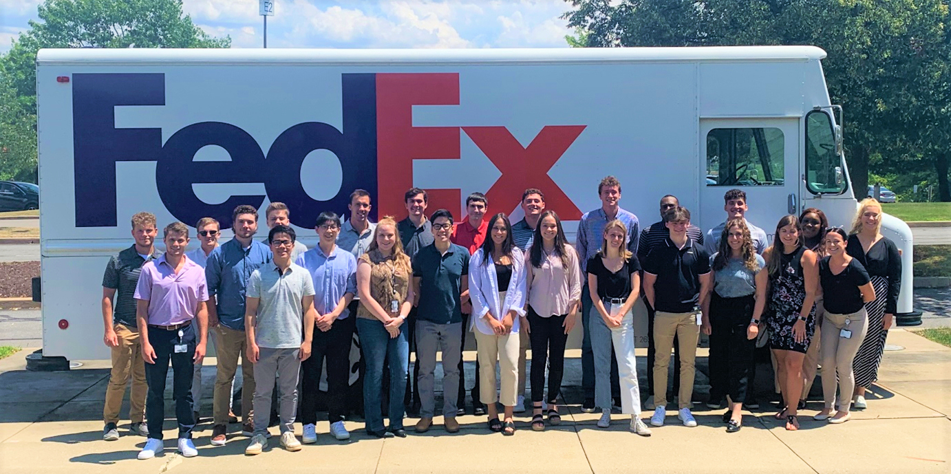 Undergraduate Tony Robol and his fellow interns at FedEx.