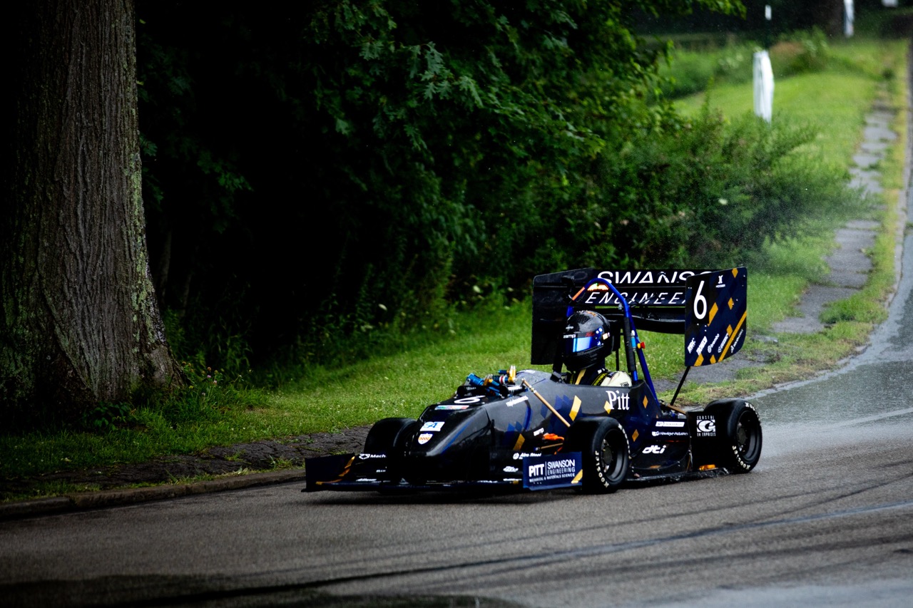 Panther Racing's FSAE car racing in the Pittsburgh Vintage Grand Prix.