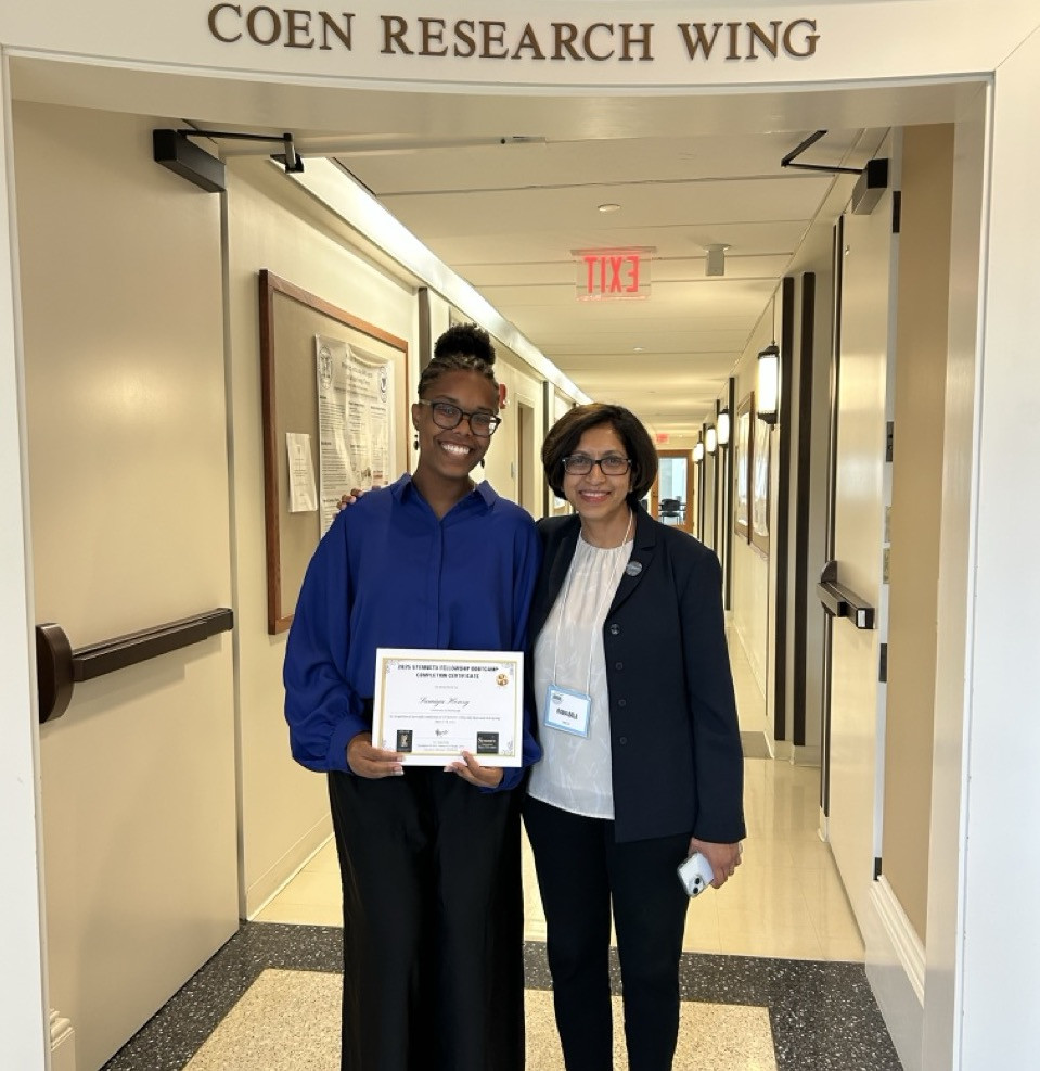 SHenry RBala - Samiya Henry with Dr. Rama Bala at the end of STEMnetX bootcamp. SHenry RBala