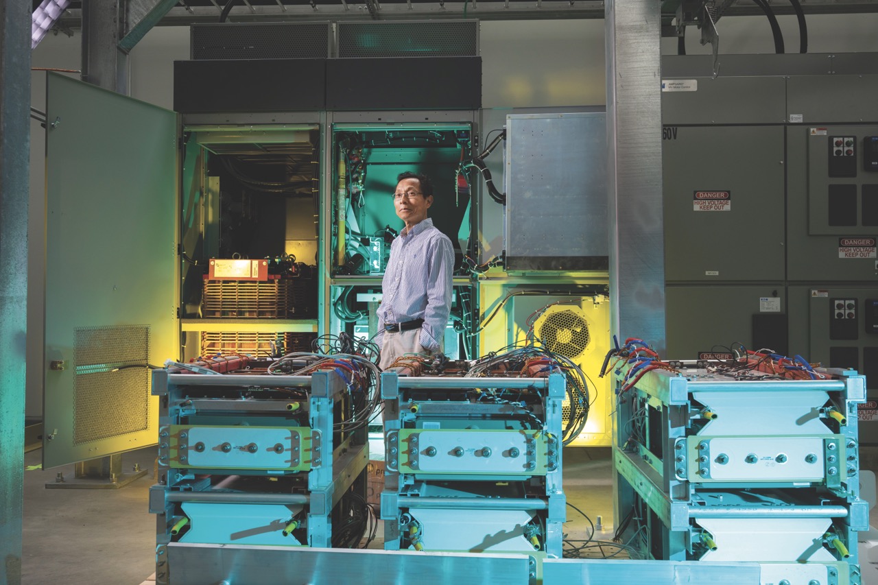 Fang Peng at the Energy Innovation Center. Photo by Tom Altany