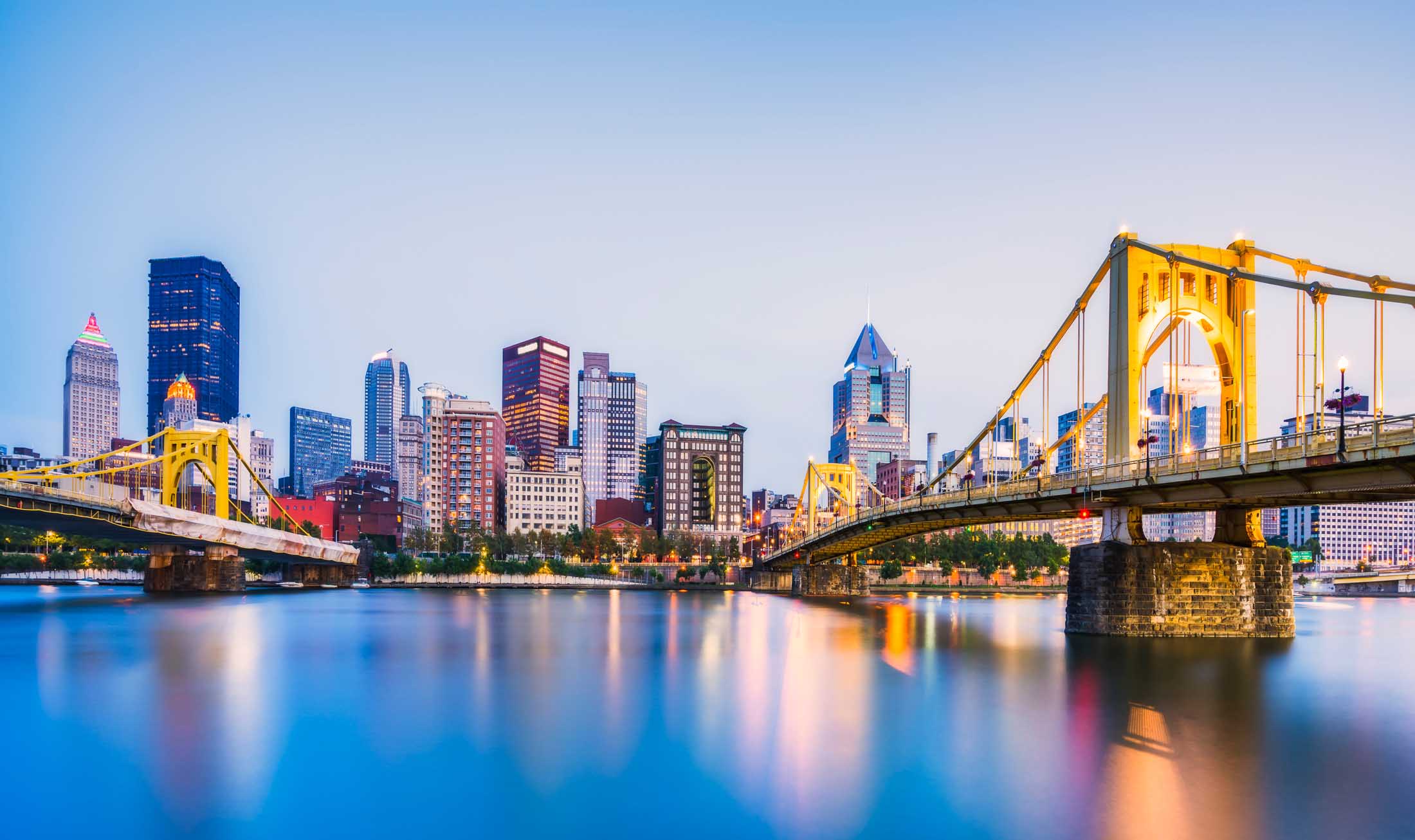  Downtown Pittsburgh and the Three Sisters bridges