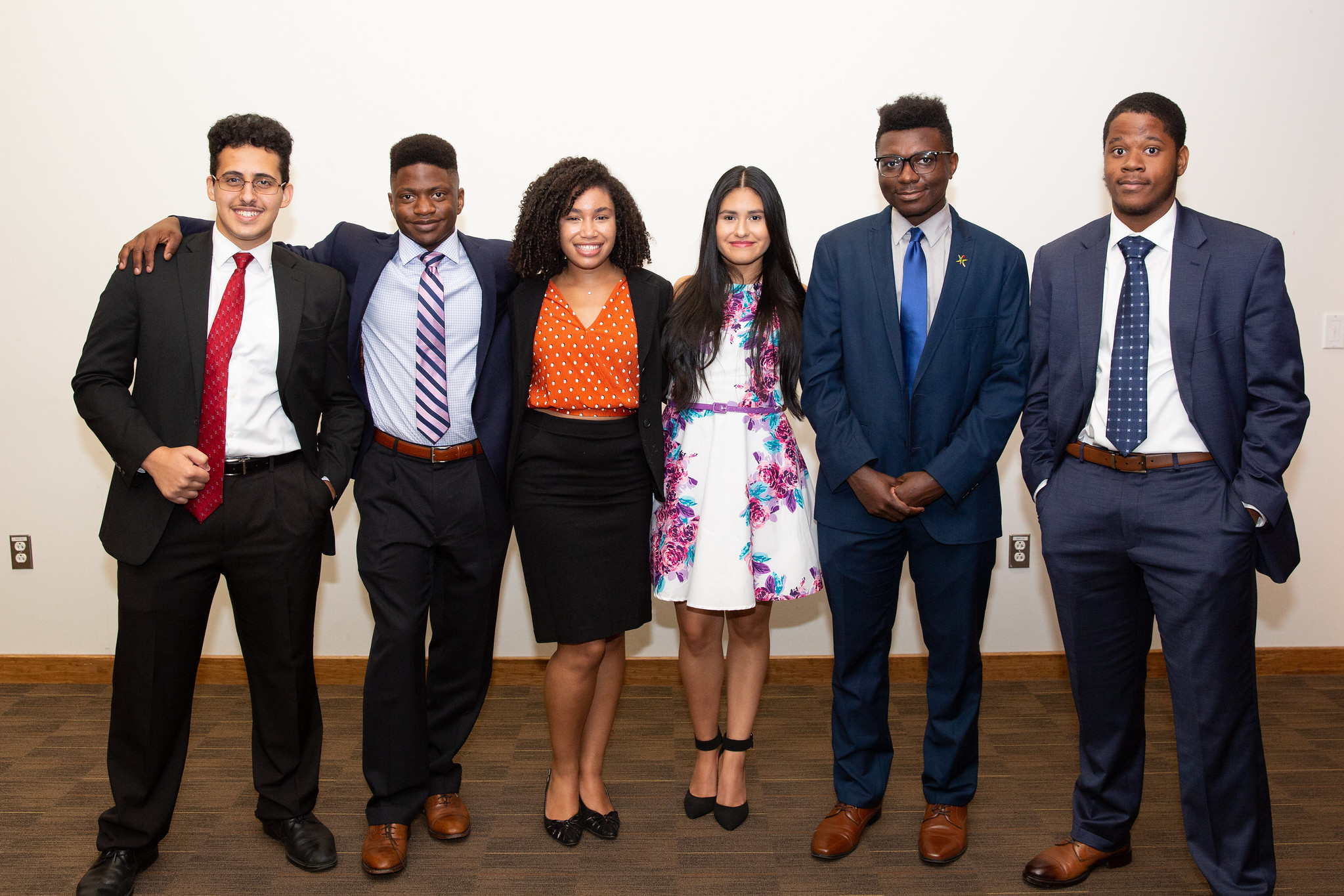 A group of students standing in a line