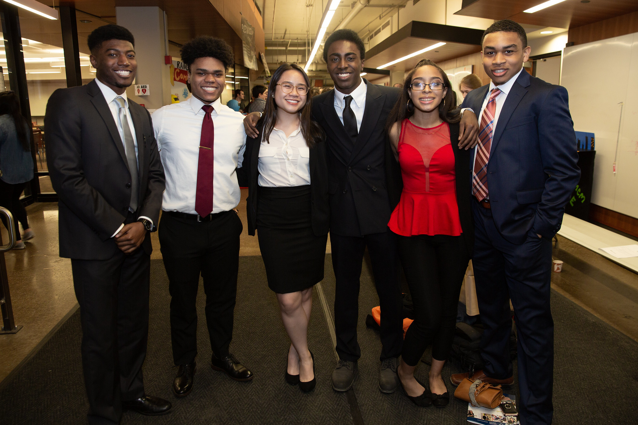 A group of students standing in a line