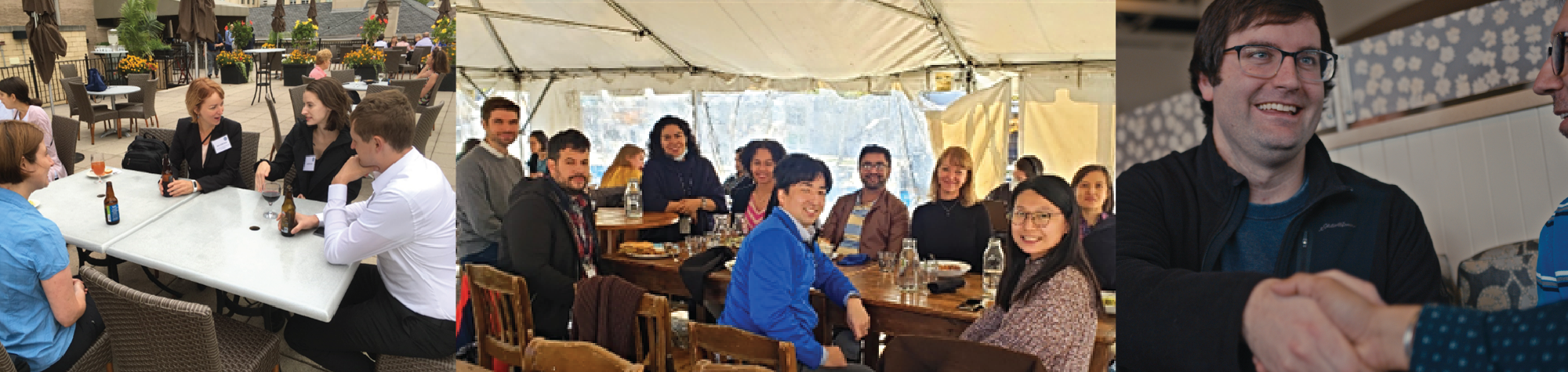 collage of 3 images from networking lunch events with Pitt faculty members