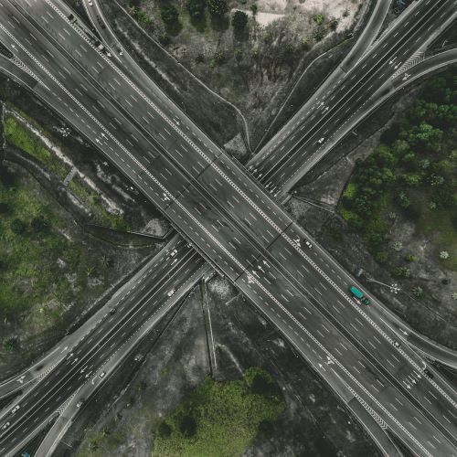 Aerial view of highways