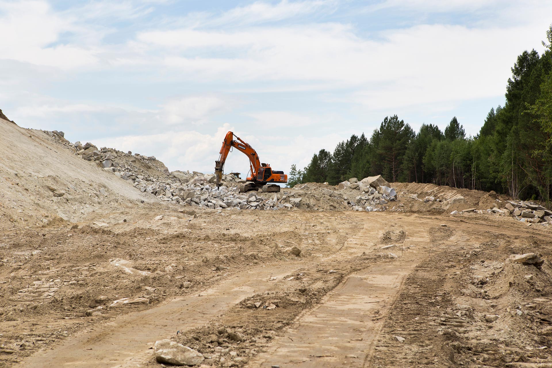 leveling ground for a road