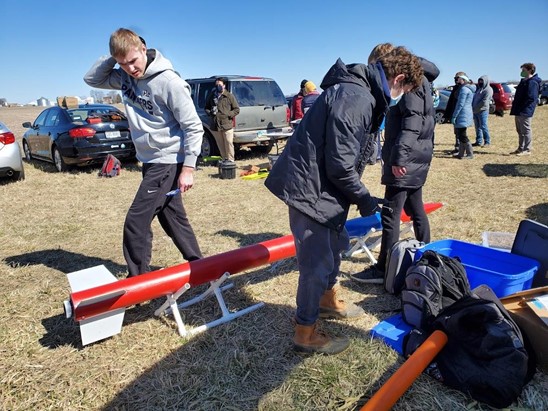 launch team with rocket preperation