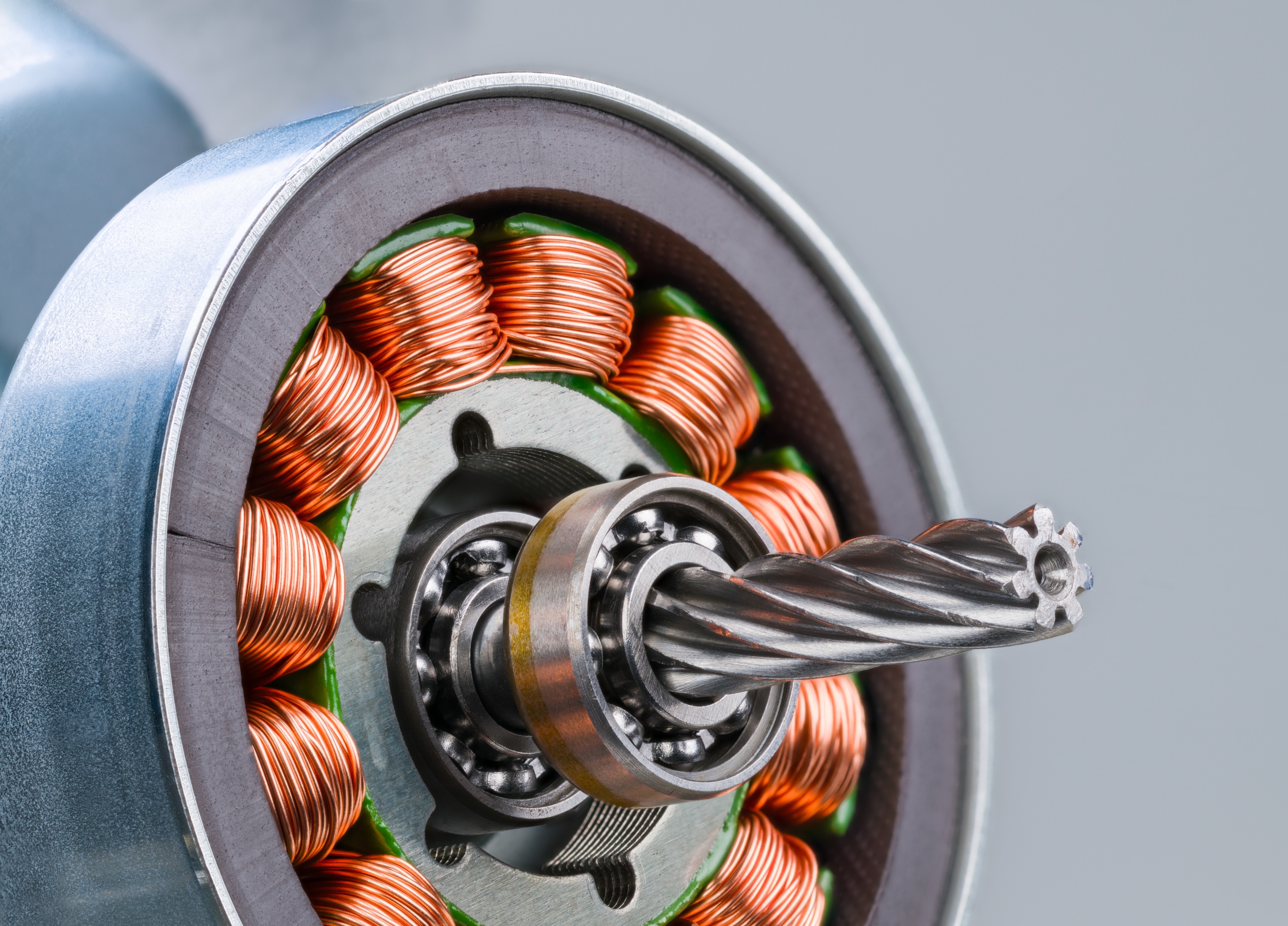 Copper wire winding on electromagnetic coils 
