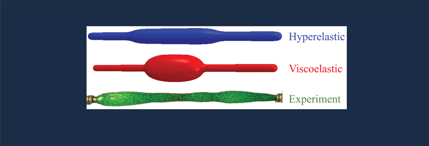 illustration of hyperelastic, viscoelastic, and experiment tubes