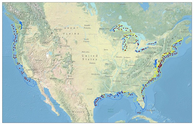 Map of USA for National Off‐Shore Wind Energy Grid Interconnection Study