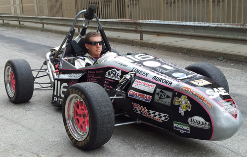 FSAE car with driver